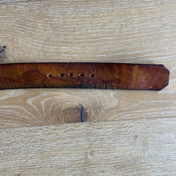 Vintage Tooled Leather Belt Mountain Sunset Scene 36 - Picture 5 of 9